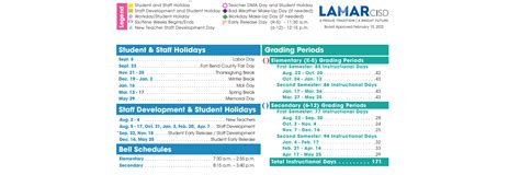 Lamar Cons High School - School District Instructional Calendar - Lamar Cisd - 2022-2023