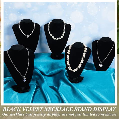 Huquary 6 Pcs Velvet Necklace Stand Display Jewelry Bust Display Stands