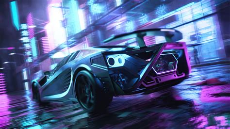 Neon Car Wallpaper 4k