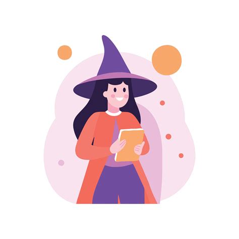 hand drawn halloween cute witch  flat style  vector art