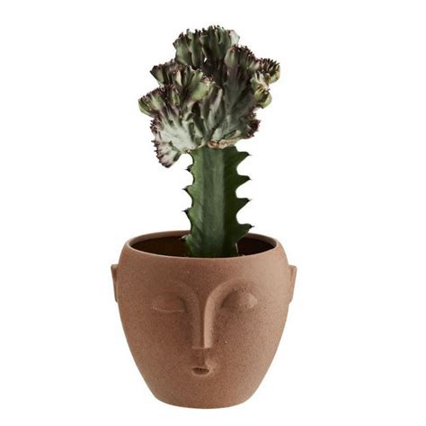 Madam Stoltz Cache Pot Visage Gres Terracotta Mat Kdesign