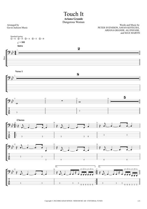 Touch It Arr Gavin Jackson Music Sheet Music Ariana Grande Bass