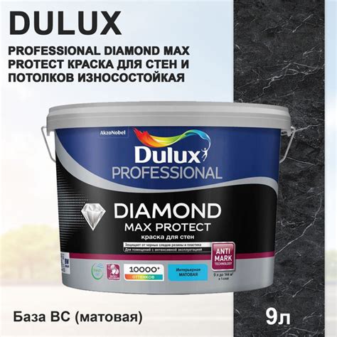 Характеристики DULUX PROFESSIONAL DIAMOND MAX PROTECT краска для стен и