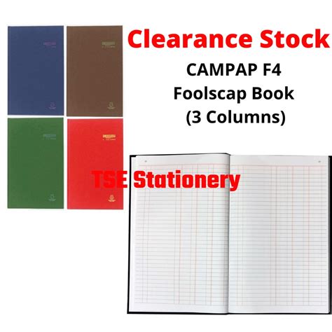 Clearance CAMPAP F4 300pgs Hard Cover 3 Columns Foolscap Book Buku