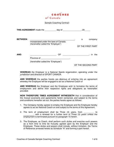 Sports Coach Contract - 12+ Examples, Format, Pdf