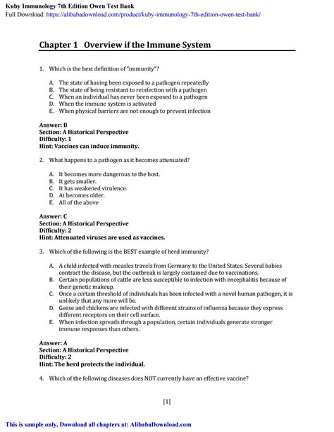 Kuby Immunology 7th Edition Owen Test Bank by HanaeDunn - Issuu