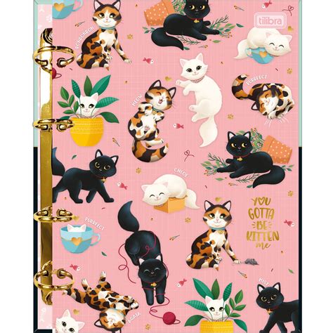 Caderno Argolado Cartonado Colegial Purrfect Cats 160fls Gôri s Paper