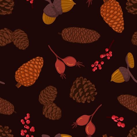 Premium Vector Conifer Cones Vector Seamless Pattern Pine Spruce