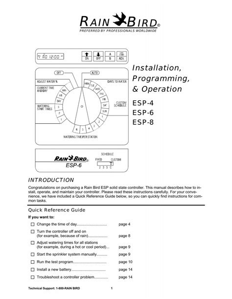 Rain Bird Esp Controller Owner S Manual Irrigation Direct