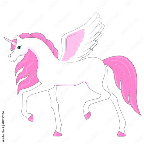 pink cartoon unicorn pegasus Stock Photo | Adobe Stock