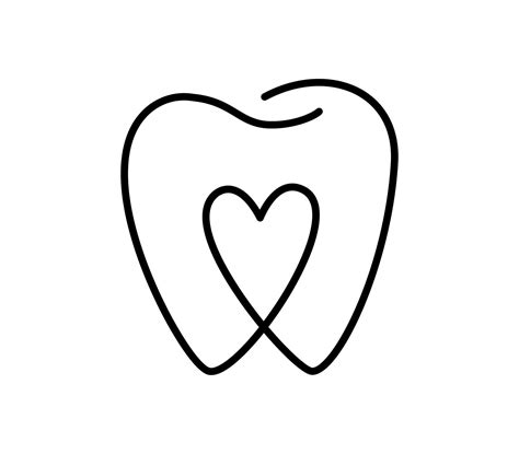 Calligraphic Monoline Vector Tooth And Heart Icon Dentistry Symbol