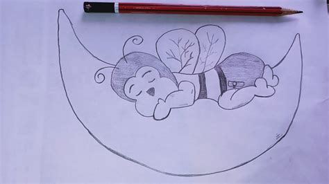 Cute Bee Sleeping On The Moon Pencil Drawing YouTube