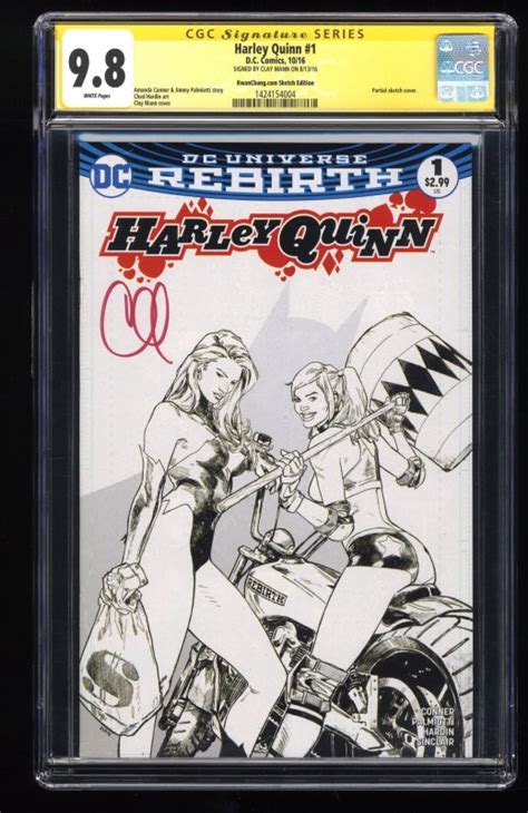 Harley Quinn 1 Cgc Nm M 9 8 Signed Ss Clay Mann Sketch Variant Comic Books