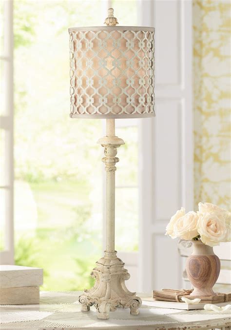 Regency Hill Elize Traditional French Country Style Vintage White Washed Candlestick Table Lamps