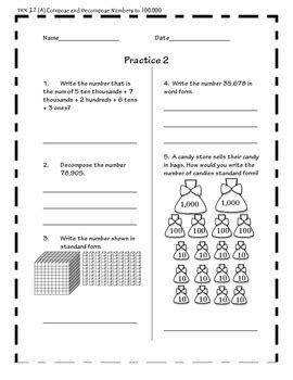 Practice Pages Place Value Compose And Decompose To 100 000 TPT