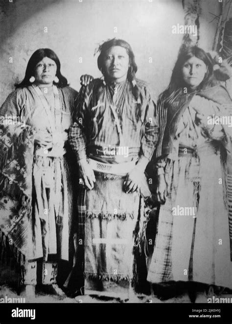 Historic Black And White Photograph Of Three Southern Ute Women And