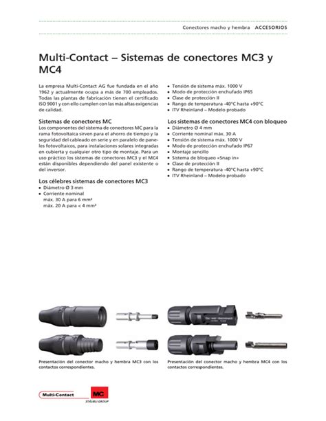 Multi Contact Sistemas De Conectores MC3 Y MC4