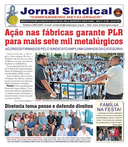 Jornal Sindical Julho de 2017 by Metalúrgicos de Guarulhos Issuu