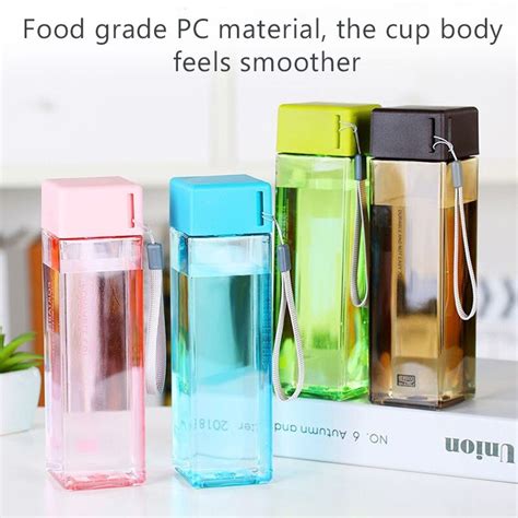 Gourde Bouteille isotherme Verre à eau carré Transparent en plastique