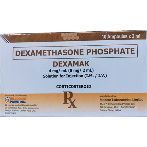 Dexamak Dexamethasone Sodium Phosphate 4mg Ml 8mg 2ml Solution For Im Iv Injection 2ml 10 S