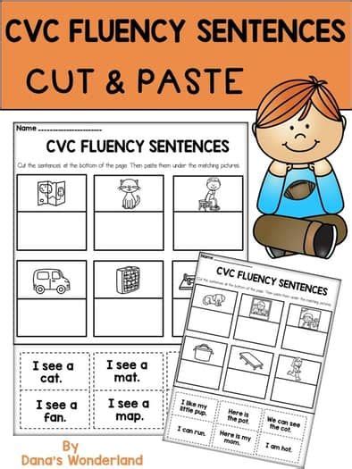 Cvc Words Cut And Paste Worksheets With Pictures And Simple Sentences In 2024 Cvc Words Cvc