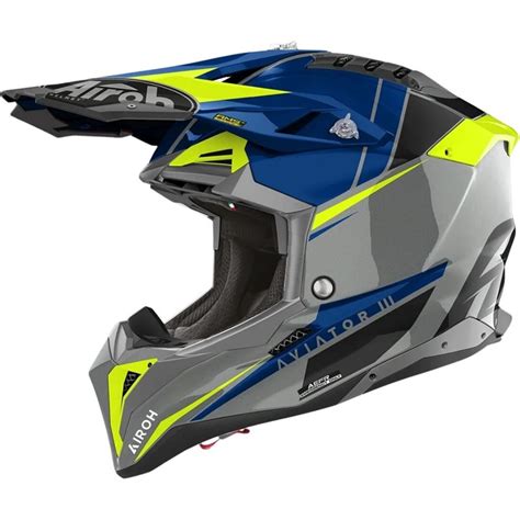 Capacete Airoh Aviator Push Azul Grid Motors