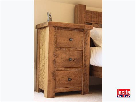 Rustic Oak 3 Drawer Bedside Cabinet Custom Made By Incite