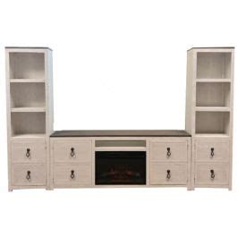 FROSTED WHITE/ANTIQUE BRONZE 3 PC ENTERTAINMENT CENTER