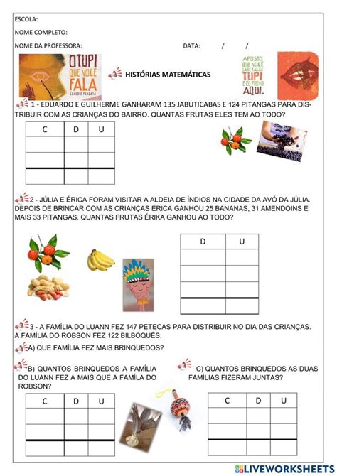 Matem Tica O Tupi Que Voc Fala Worksheet Videos Tutorial Workbook