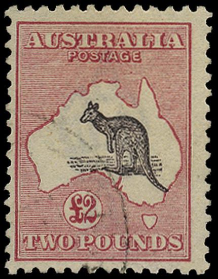 Australia Sg B Used Purple Black And Pale Rose Kangaroo And