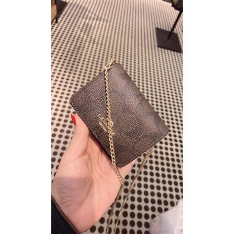 Mini Wallet On A Chain In Signature Canvas Coach Shopee Thailand