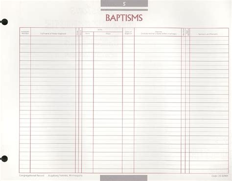 Baptism Congregational Record