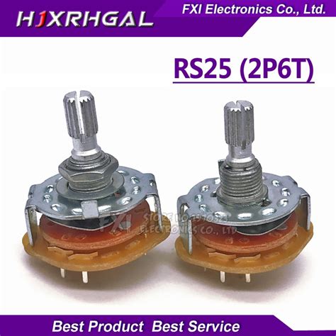 2PCS RS25 Band Switch 2P6T Mount Rotary Switch Selector Band 2 Pole 6