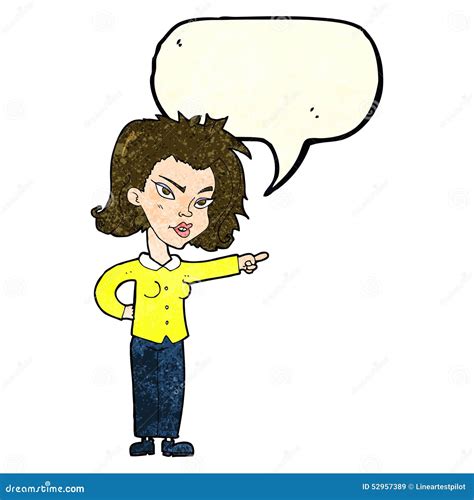 Cartoon Woman Pointing With Speech Bubble Stock Illustration