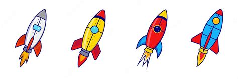 Premium Vector Spaceship Icons Set Rocket Launch Icon Space Rocket