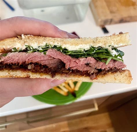 Sous Vide Steak Coffee Jalape O Bacon Jam Goat Cheese And Arugula