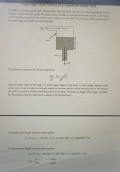 Solved Consider A Cylindrical Water Tank Water Enters The Chegg