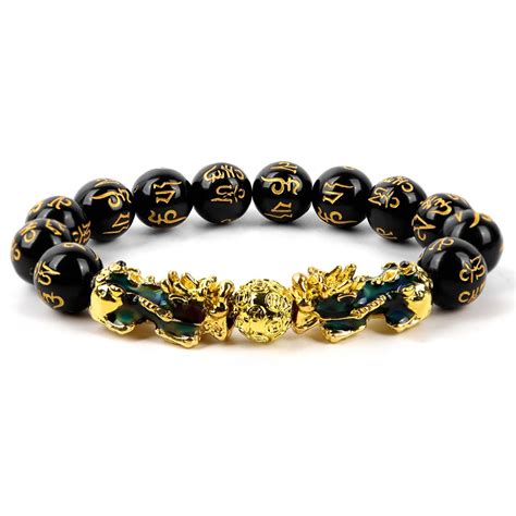 Feng Shui Obsidiana Piedra Cuentas Pulsera Hombres Mujeres Riqueza Y