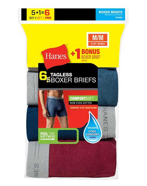 Hanes Mens Comfortsoft Tagless Boxer Briefs 5 1 Bonus Pack