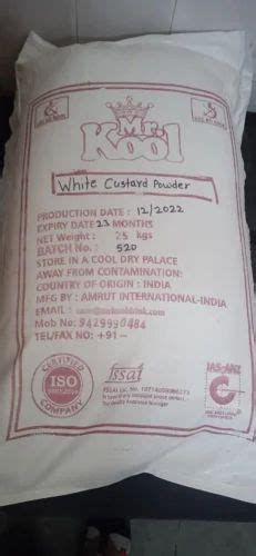 Egg Less Mr Kool White Custard Powder For Bakery Packaging Size