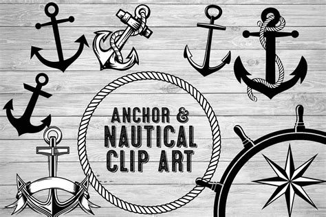 Anchor Clip Art Black Anchor Digital Clip Art Nautical Coastal Etsy