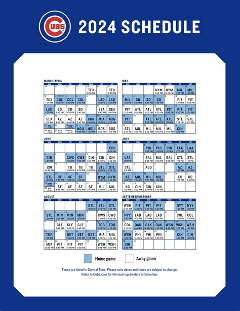 Cubs Schedule 2024 Printable Pocket Schedule - Luisa Timothea