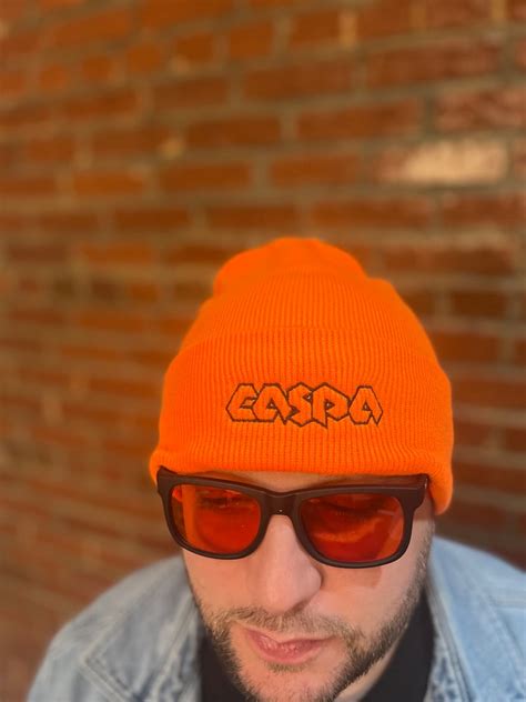 Caspa Neon Orange Beanie W Black Logo Free Shipping Caspa Store