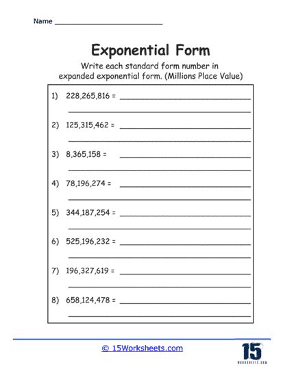 Exponential Form Worksheets - 15 Worksheets.com - Worksheets Library