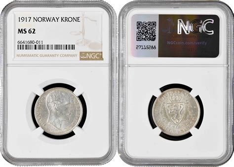 Krone Norway Ngc Ms King Haakon Vii Silver