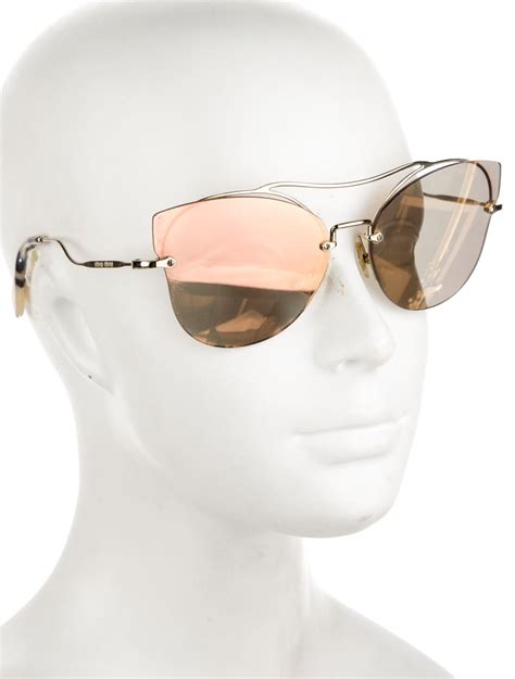 Miu Miu Aviator Mirrored Sunglasses Gold Sunglasses Accessories