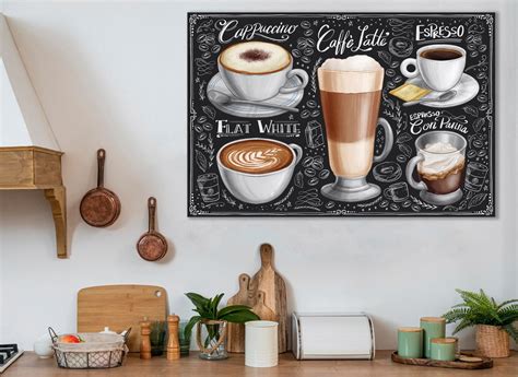 Coffee Canvas, Coffee Wall Art, Coffee Menu Wall Sign, Huge Canvas Wall ...