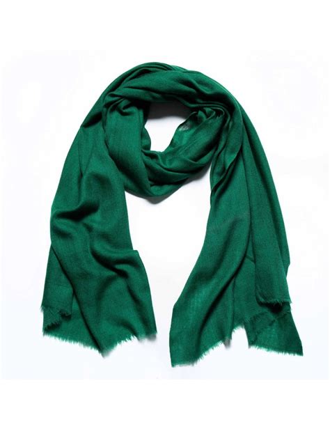 Pashmina Cachemire Vert Tiss La Main