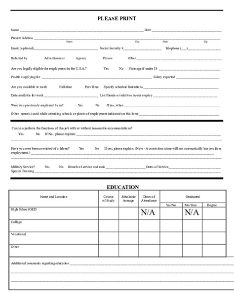 Blank Job Application Form Samples Download Free Forms And Templates In