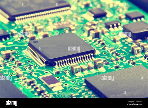 Electronic Circuit Board Close Up Green PCB Stock Photo Alamy